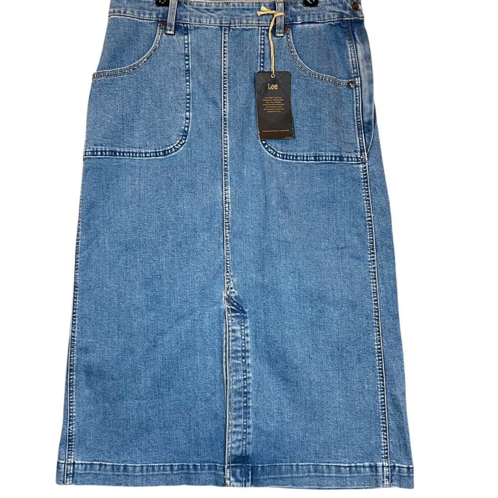 Lee All Purpose Midi Denim Skirt Women's 31 Patch Pocket‎ Preppy Classic Retro
